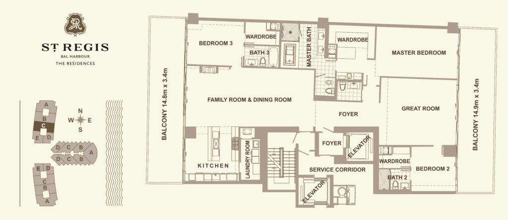 Plan of apartment RESIDENCE C in St. Regis, Miami